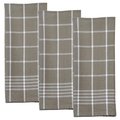 Dunroven House Dunroven House OR727-10 Picnic Plaid Kitchen Towels; Taupe & White - Set of 3 OR727-10